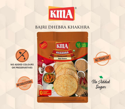 KMA Spicy Khakhra Combo | 6 Flavors * 200g Each | Dhaniya Mirchi | Lasan | Mirch Masala | Methi-Bajri-Lasan | Pav-Bhaji | Bajri Dhebra | Handmade Gujarati Khakhra | Healthy Snacks