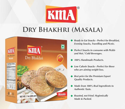 KMA Masala Dry Bhakhri Combo | 4 Packs | 200g each | Gujarati Wholewheat Bhakhri | Healthy Snacks | No Maida Used