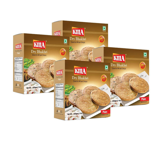 KMA Plain Dry Bhakhri Combo | 4 Packs | 200g each | Gujarati Wholewheat Bhakhri | Healthy Snacks | No Maida Used