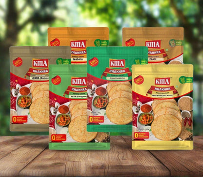 KMA Jain Special Khakhra Combo | 6 Flavors | 200g Each | Premium Handmade Roasted Gujarati Khakhra | Healthy Snacks