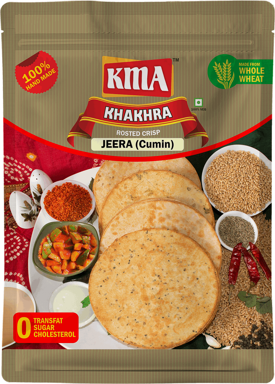 KMA Jeera Khakhra | 4 Packs Combo | 200g Each | Premium Handmade Roasted Gujarati Khakhra | Healthy Snacks