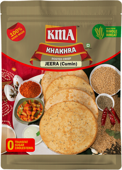 KMA Jeera Khakhra | 4 Packs Combo | 200g Each | Premium Handmade Roasted Gujarati Khakhra | Healthy Snacks