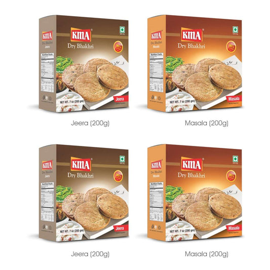 KMA Dry Bhakhri Mix Combo | Jeera Bhakhri 2+ Masala Bhakhri 2 | 200g each | Healthy Snacks