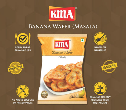 KMA Banana Wafer | Masala Banana Chips (Masala Kela Wafer) | 600g | Pack of 4 * 150g each | Ready to eat | Indian Snacks