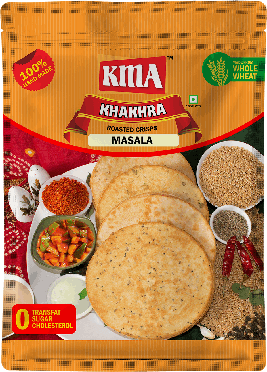 KMA Masala Khakhra | 4 Packs Combo | 200g Each | Premium Handmade Roasted Gujarati Khakhra | Healthy Snacks