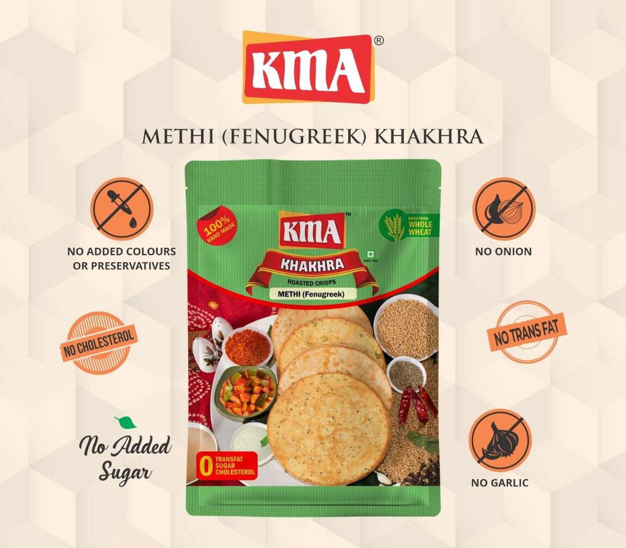 KMA Jain Special Khakhra Combo | 6 Flavors | 200g Each | Premium Handmade Roasted Gujarati Khakhra | Healthy Snacks