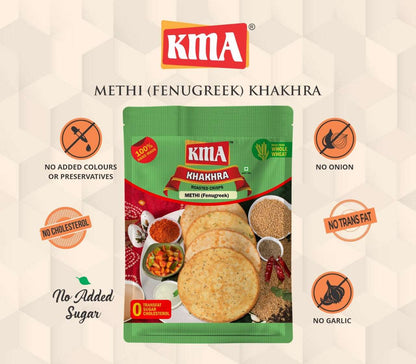 KMA Classic Khakhra Combo | 4 Flavors, 200g Each | Plain, Jeera, Methi & Masala | Handmade Gujarati Khakhra | Ready to Eat