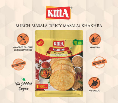 KMA Spicy Khakhra Combo | 6 Flavors * 200g Each | Dhaniya Mirchi | Lasan | Mirch Masala | Methi-Bajri-Lasan | Pav-Bhaji | Bajri Dhebra | Handmade Gujarati Khakhra | Healthy Snacks