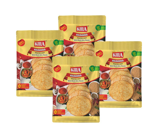 KMA Mirch Masala Khakhra | 4 Packs Combo | 200g Each | Premium Handmade Roasted Gujarati Khakhra | Healthy Snacks