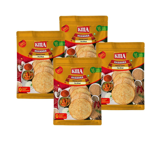 KMA Pav Bhaji Khakhra | 4 Packs Combo | 200g Each | Premium Handmade Roasted Gujarati Khakhra | Healthy Snacks
