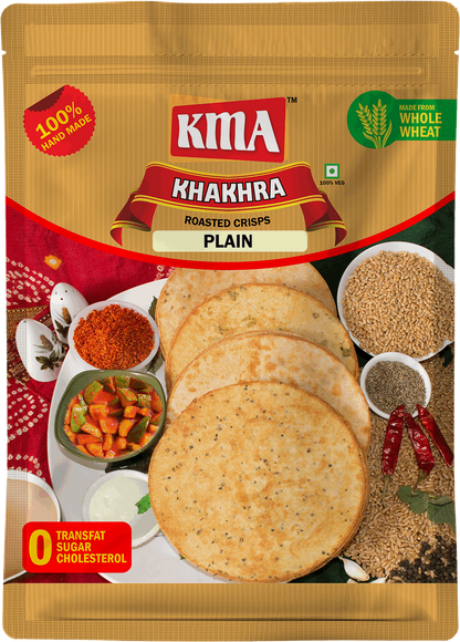 KMA Plain Khakhra | 4 Packs Combo | 200g Each | Premium Handmade Roasted Gujarati Khakhra | Healthy Snacks