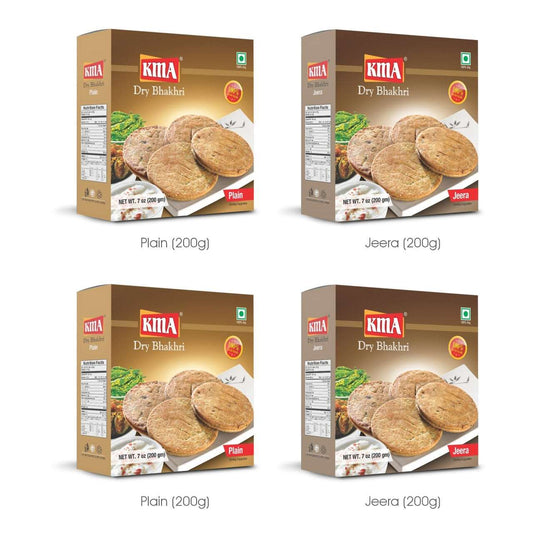 KMA Dry Bhakhri Mix Combo | Plain Bhakhri 2+ Jeera Bhakhri 2 | 200g each | Healthy Snacks
