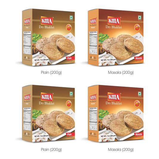 KMA Dry Bhakhri Mix Combo | Plain Bhakhri 2+ Masala Bhakhri 2 | 200g each | Healthy Snacks