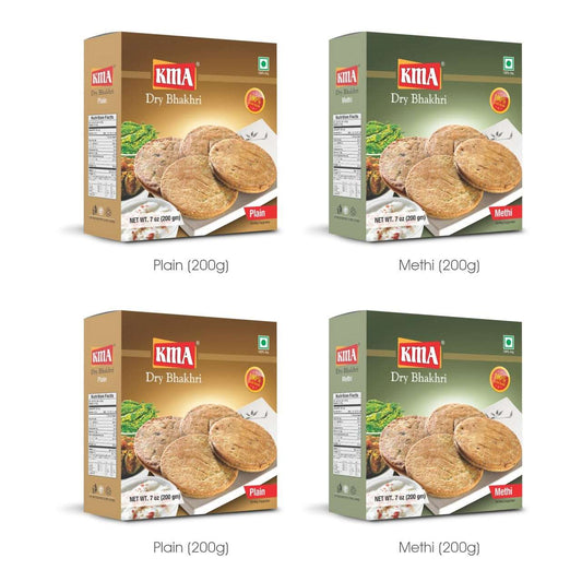 KMA Dry Bhakhri Mix Combo | Plain Bhakhri 2+ Methi Bhakhri 2 | 200g each | Healthy Snacks