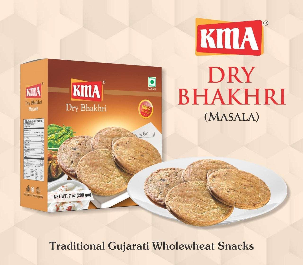 KMA Masala Dry Bhakhri Combo | 4 Packs | 200g each | Gujarati Wholewheat Bhakhri | Healthy Snacks | No Maida Used