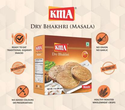 KMA Masala Dry Bhakhri Combo | 4 Packs | 200g each | Gujarati Wholewheat Bhakhri | Healthy Snacks | No Maida Used