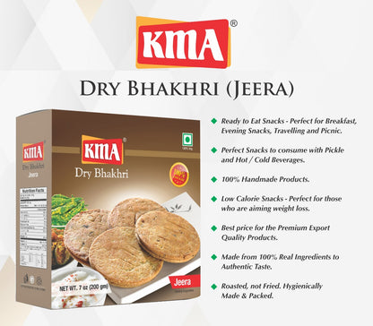 KMA Jeera Dry Bhakhri Combo | 4 Packs | 200g each | Gujarati Wholewheat Bhakhri | Healthy Snacks | No Maida Used
